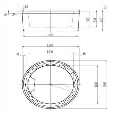 MIAMI Bagnodesign ванна круглая, литьевой акрил, свободностоящая, современный дизайн 1500 x 670 mm 