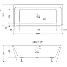 M-LINE Bagnodesign ванна прямоугольная свободностоящая, литьевой акрил, современный дизайн 1680 x 800 мм