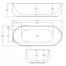 REVOLUTION Bagnodesign  ванна овальная, литьевой акрил, свободностоящая, современный дизайн 1500 x 800 мм